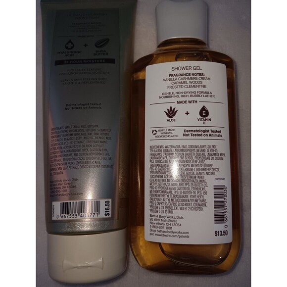 Bath Body Works SNOWFLAKES & CASHMERE Shower Gel & Body Cream Full Size Set Lot - Picture 2 of 13